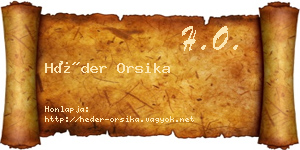 Héder Orsika névjegykártya